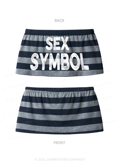 Sx Symbol Y2K Navy Grey Striped Mini Skirt Cherrykitten