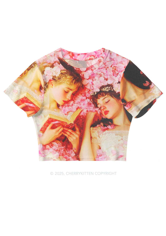 Flower Girls Y2K Mesh Crop Top Cherrykitten