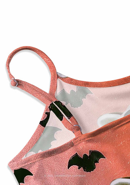 Halloween Cute But Feral Y2K Print Cami Crop Top Cherrykitten