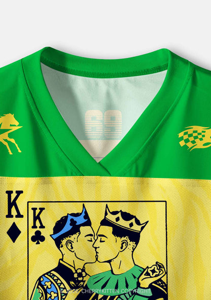 Yellow Gay King Pride Y2K Crop Sport Jersey Shirts Cherrykitten