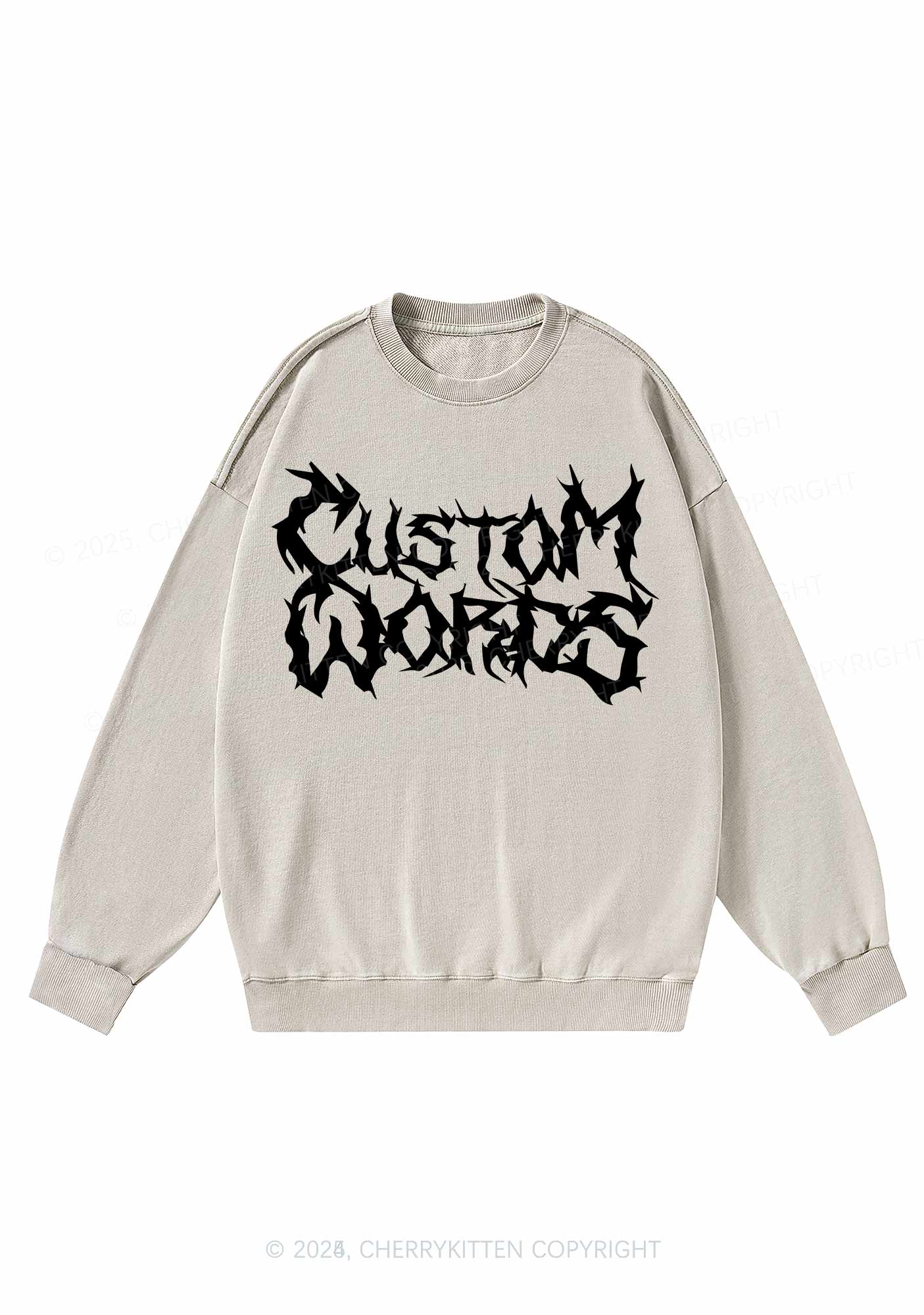 Custom Text Punk Font Y2K Washed Sweatshirts Cherrykitten