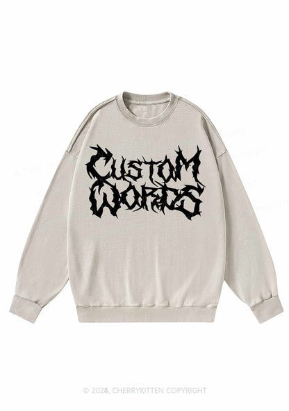 Custom Text Punk Font Y2K Washed Sweatshirts Cherrykitten