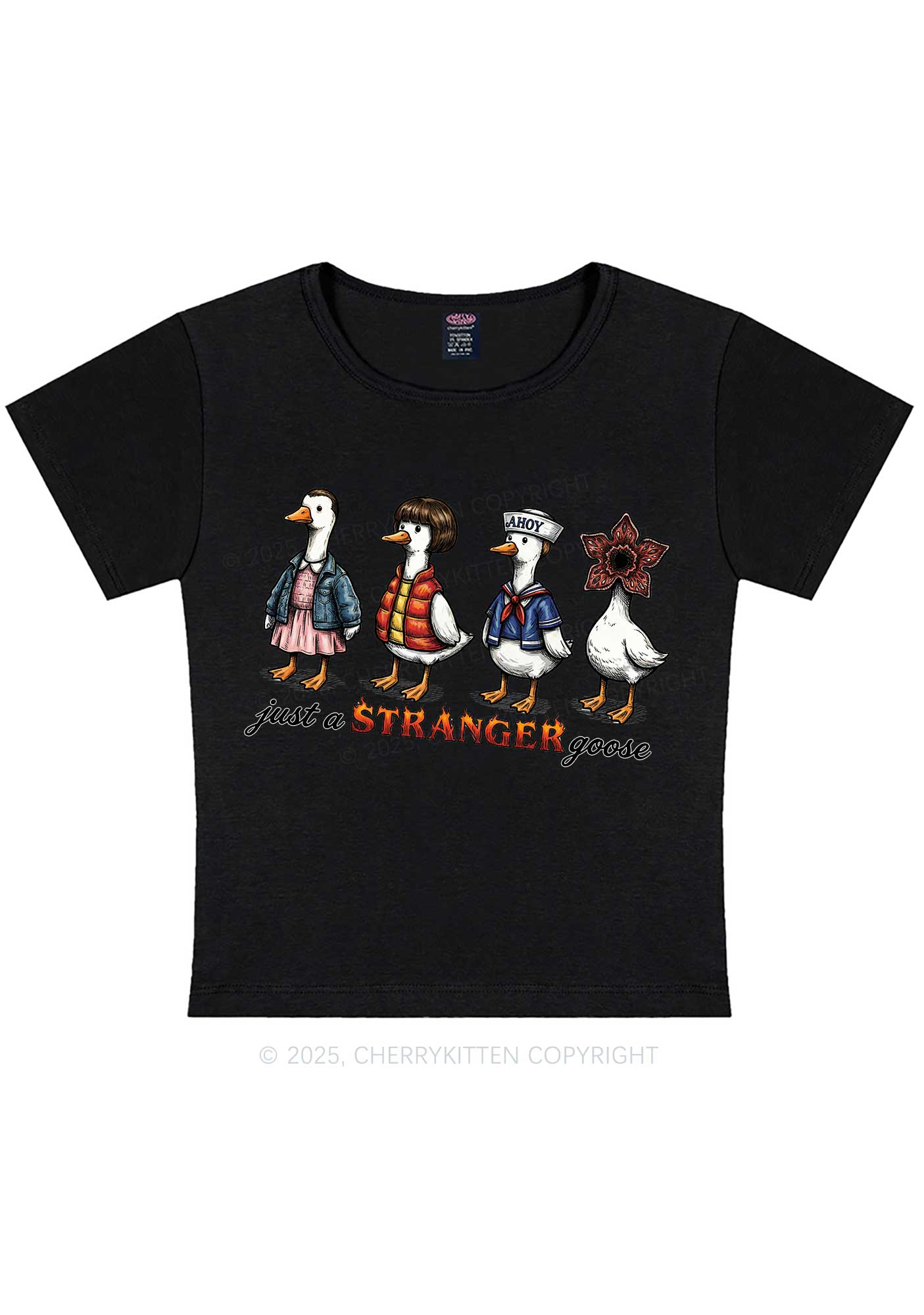 Just A Stranger Goose Y2K Baby Tee Cherrykitten