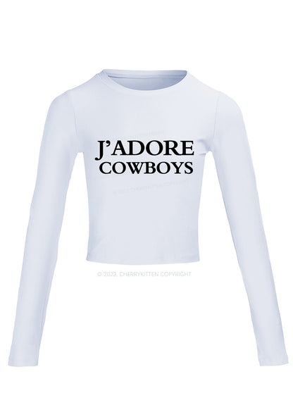 J'adore Cowboys Long Sleeve Crop Top Cherrykitten