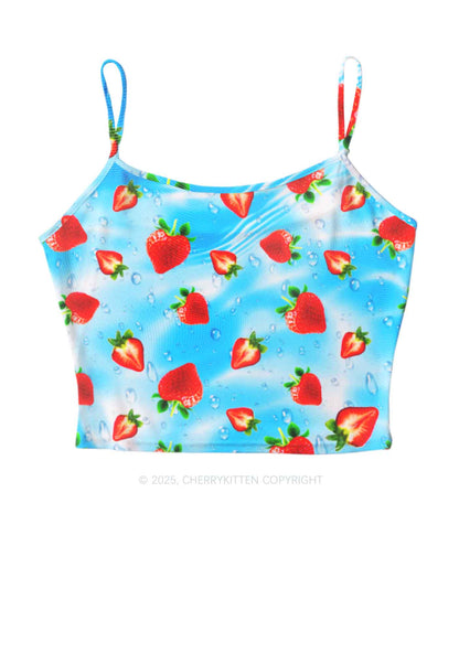 Blue Strawberry Y2K Mesh Cami Tank Cherrykitten