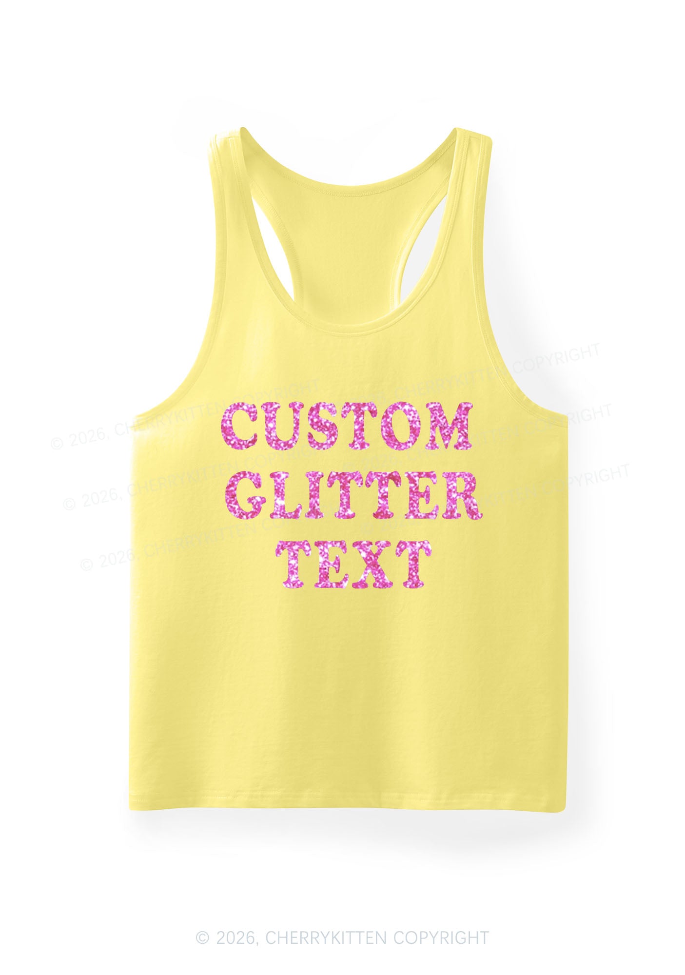 Custom Text Glitter Y2K Men Racerback Tank Top Cherrykitten