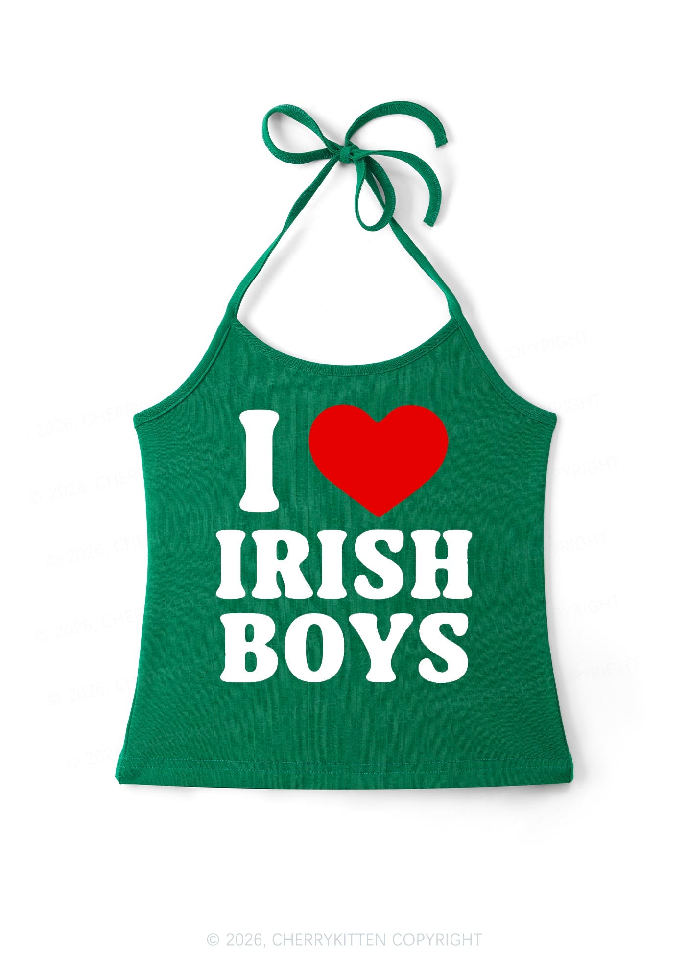 I Love Irish Boys St Patricks Y2K Halter Neck Cami Cherrykitten