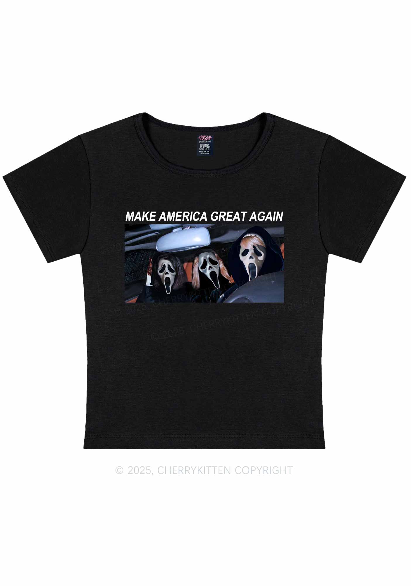 Halloween Ghost Make America Great Again Y2K Baby Tee Cherrykitten