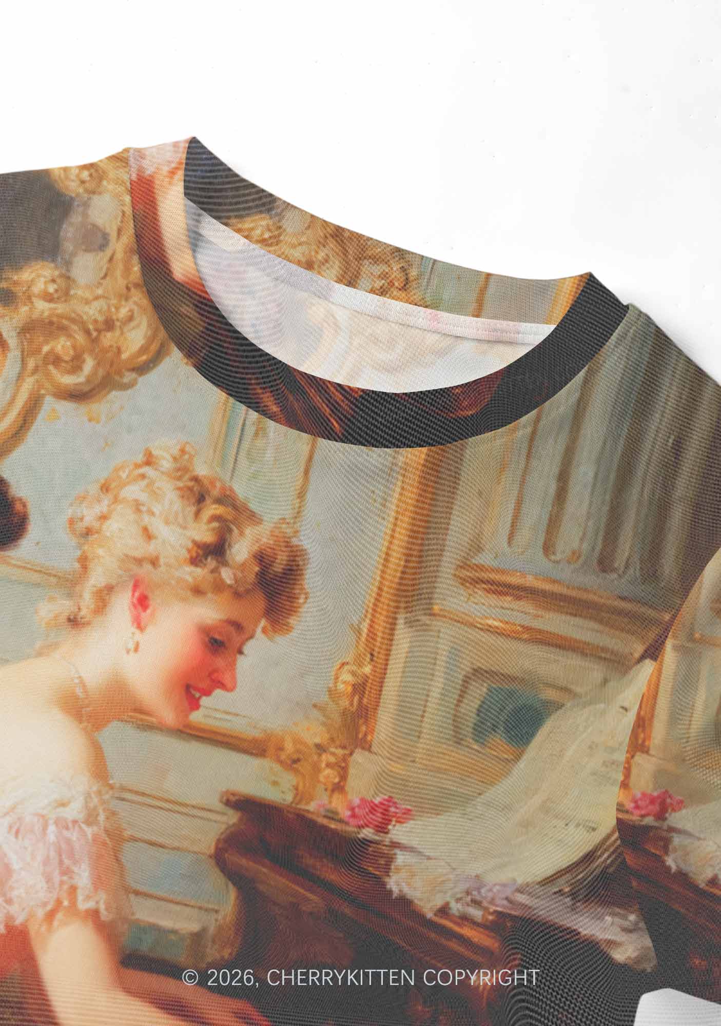 Elegant Piano Room Pride Y2K Mesh Crop Top Cherrykitten