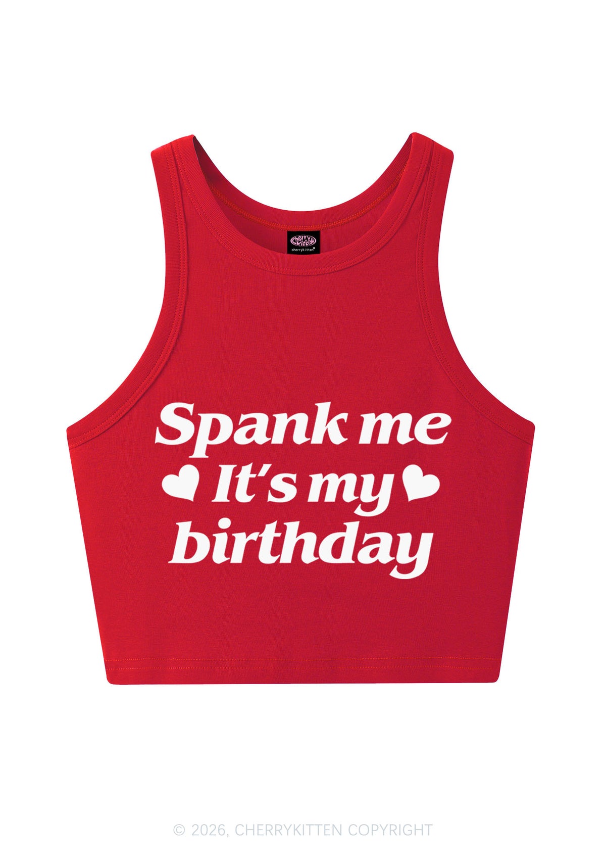 Spank Me Its My Birthday Heart Y2K Crop Tank Top Cherrykitten