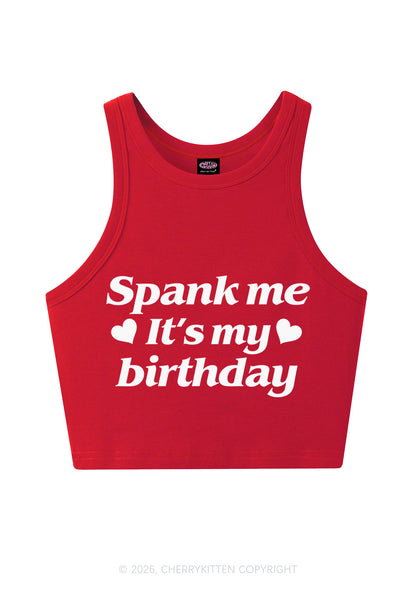 Spank Me Its My Birthday Heart Y2K Crop Tank Top Cherrykitten