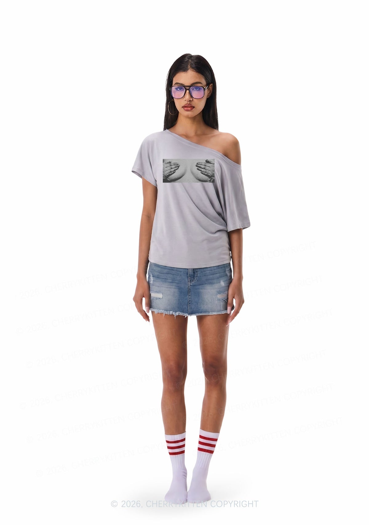 Touch Bxxbs Y2K Off Shoulder Tee Cherrykitten