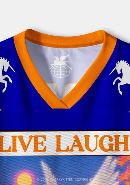 Dark Blue Live Laugh Lobotomy Y2K Crop Sport Jersey Shirts Cherrykitten