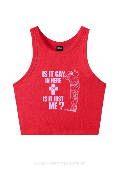 Is It Gay In Here Pride Y2K Crop Tank Top Cherrykitten