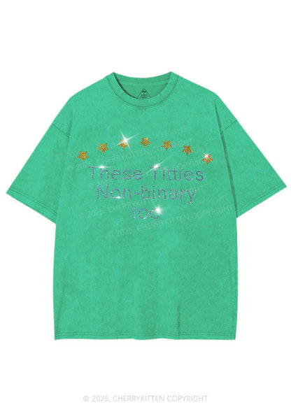 Rhinestone Txtties Nonbinary Too Y2K Shirts Washed Tee Cherrykitten