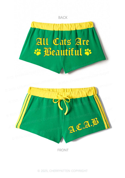 ACAB Cats Y2K Drawstring Mini Shorts Cherrykitten