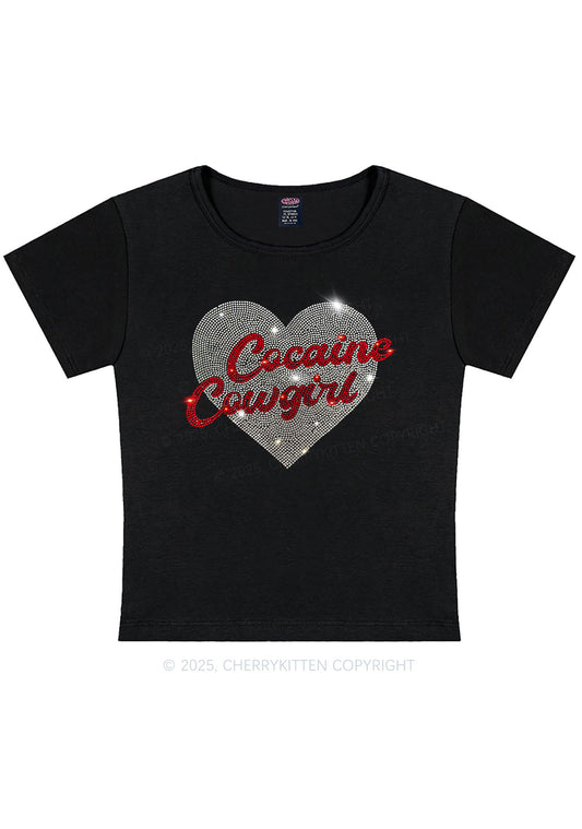 Rhinestone Cola Cowgirl Y2K Baby Tee Cherrykitten