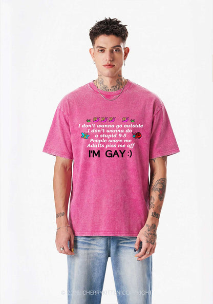 People Scare Me Im Gay Pride Y2K Shirts Washed Tee Cherrykitten