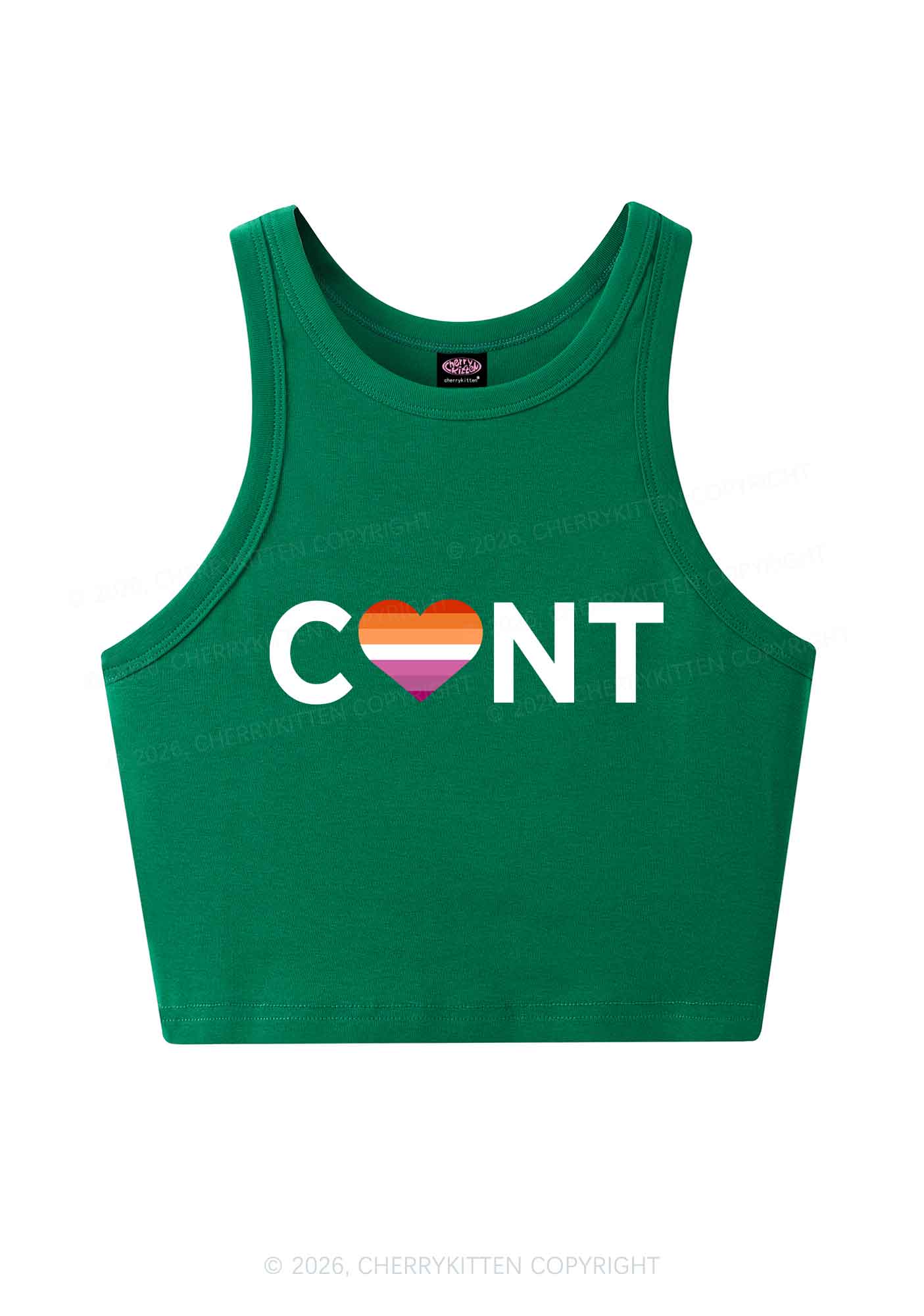Lesbian Heart Cxxt Pride Y2K Crop Tank Top Cherrykitten