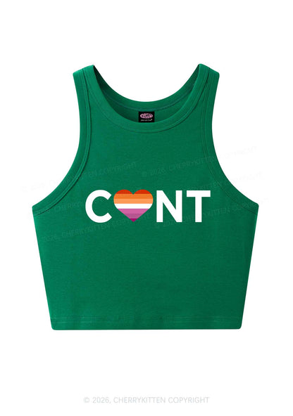 Lesbian Heart Cxxt Pride Y2K Crop Tank Top Cherrykitten