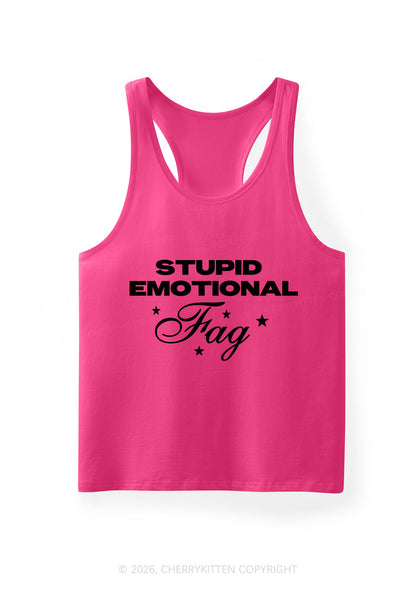 Stupid Emotional Fag Pride Y2K Men Racerback Tank Top Cherrykitten