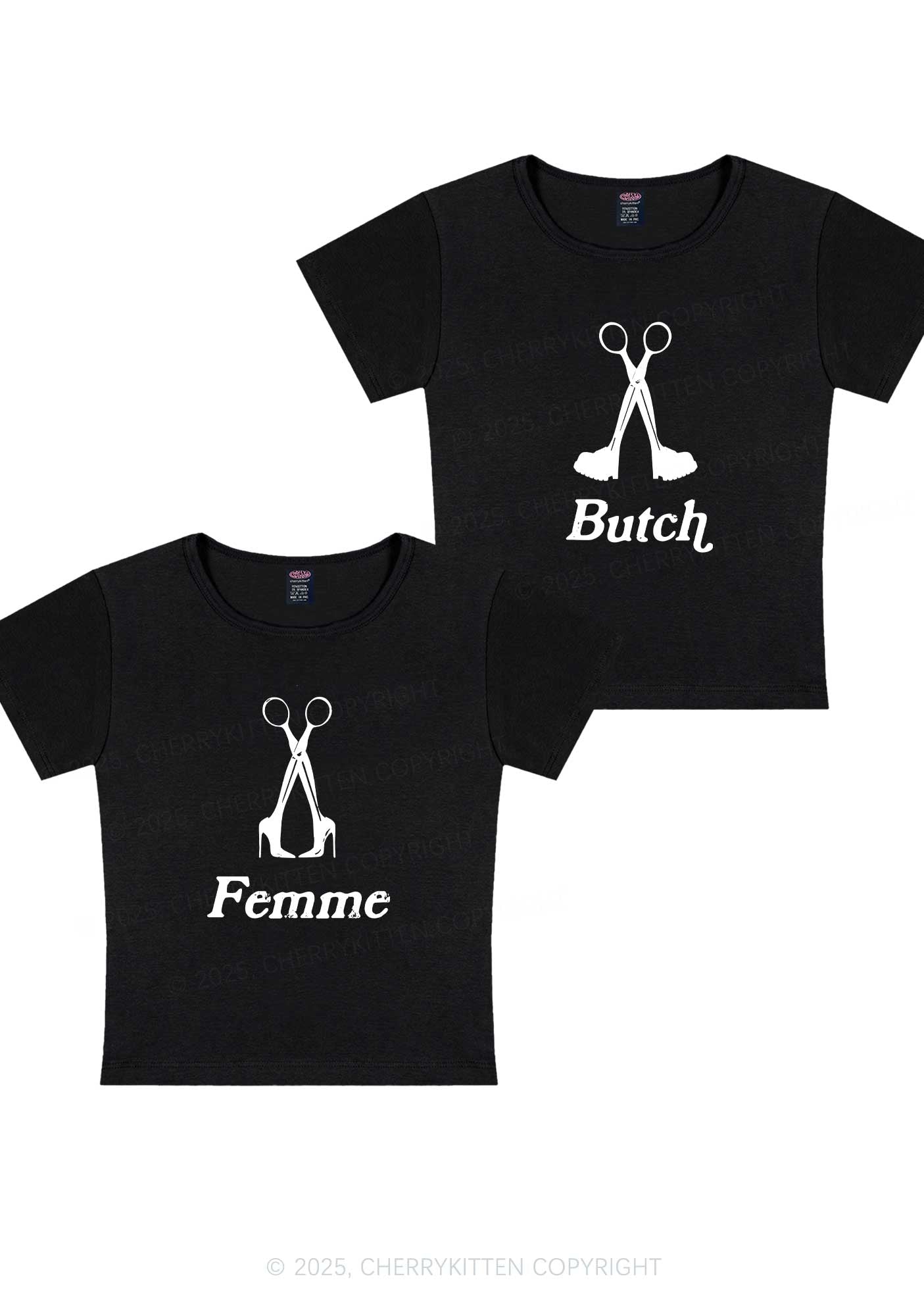 Femme Butch Scissors Y2K Valentine's Day Baby Tee Cherrykitten