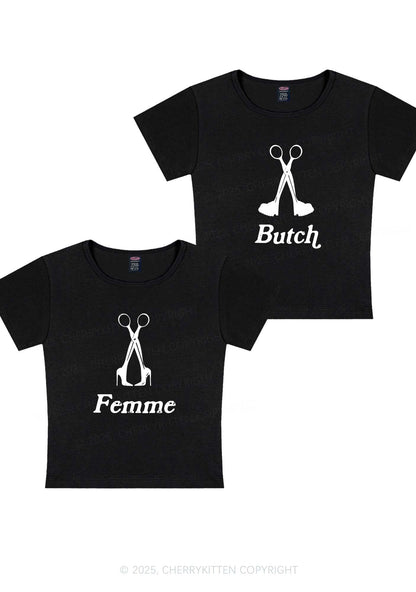 Femme Butch Scissors Y2K Valentine's Day Baby Tee Cherrykitten