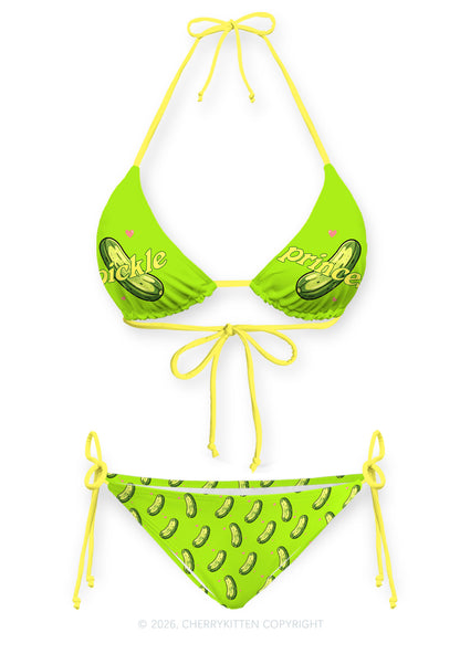 Green Pickle Princess Y2K Print Bikini Set Cherrykitten