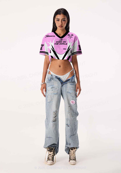 Dibs On The Girls Pride Y2K Crop Sport Jersey Shirts Cherrykitten
