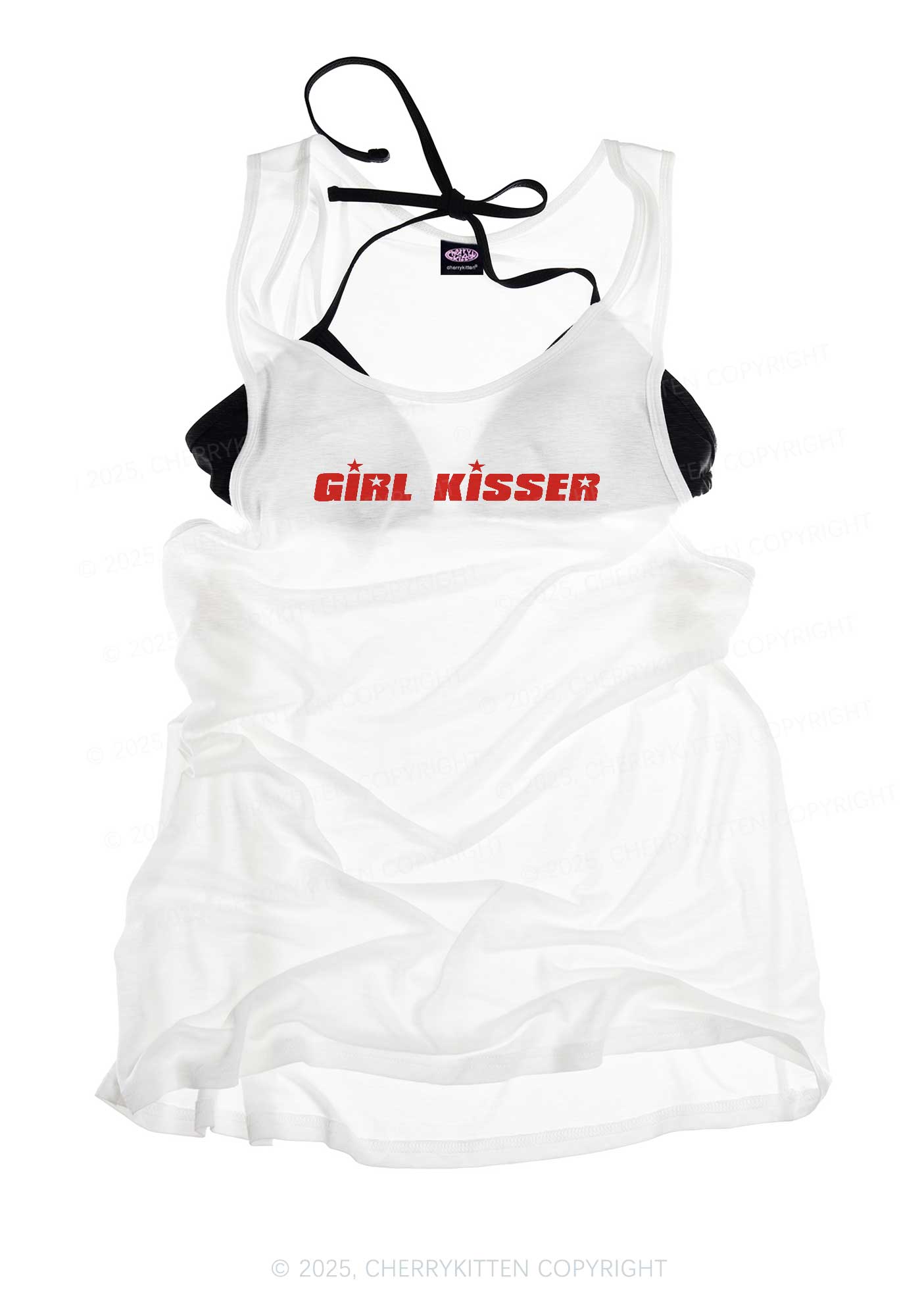Girl Kisser Star Pride Y2K Sheer Boyfriend Tank Cherrykitten