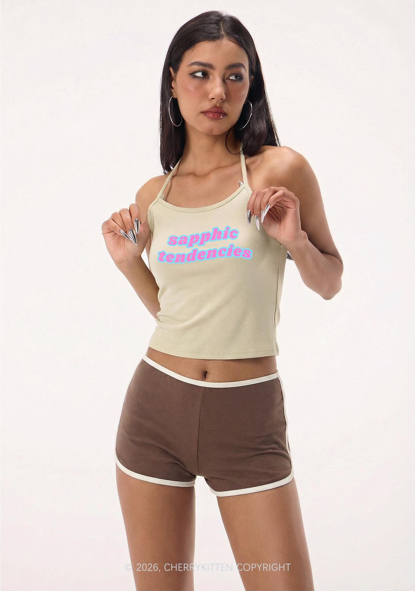 Sapphic Tendencies Pride Y2K Halter Neck Cami Cherrykitten