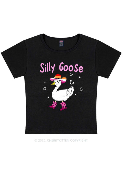 Silly Goose Lesbian Pride Y2K Baby Tee Cherrykitten