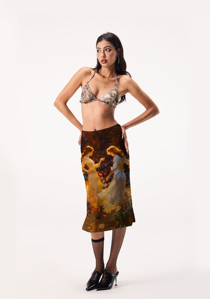 Dancing In Garden Pride Y2K Print Midi Skirt Cherrykitten