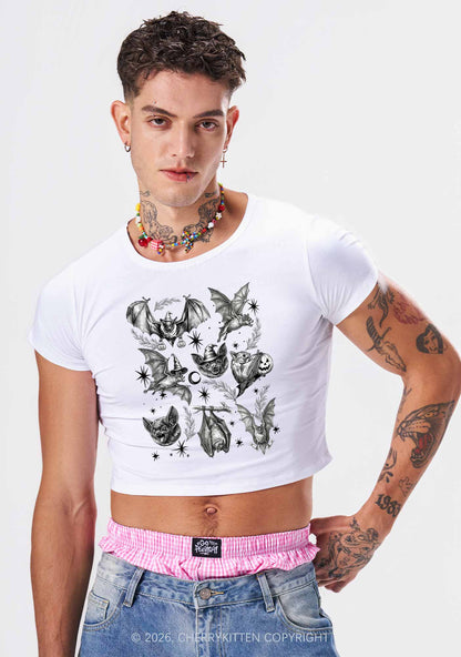 Halloween Bat Wizard Hat Y2K Baby Tee Cherrykitten