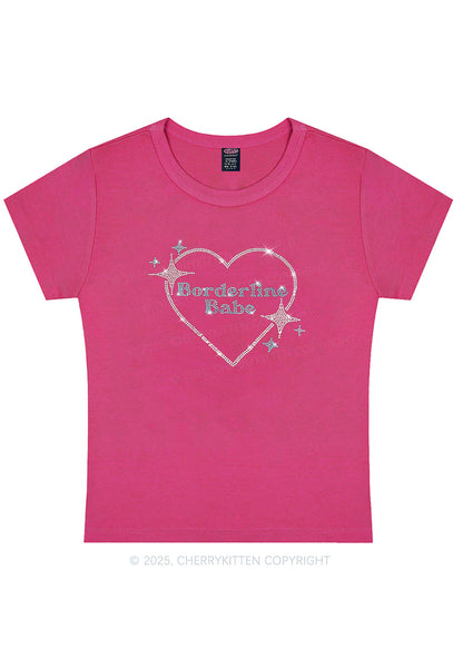 Rhinestone Borderline Personality Babe Y2K Baby Tee Cherrykitten