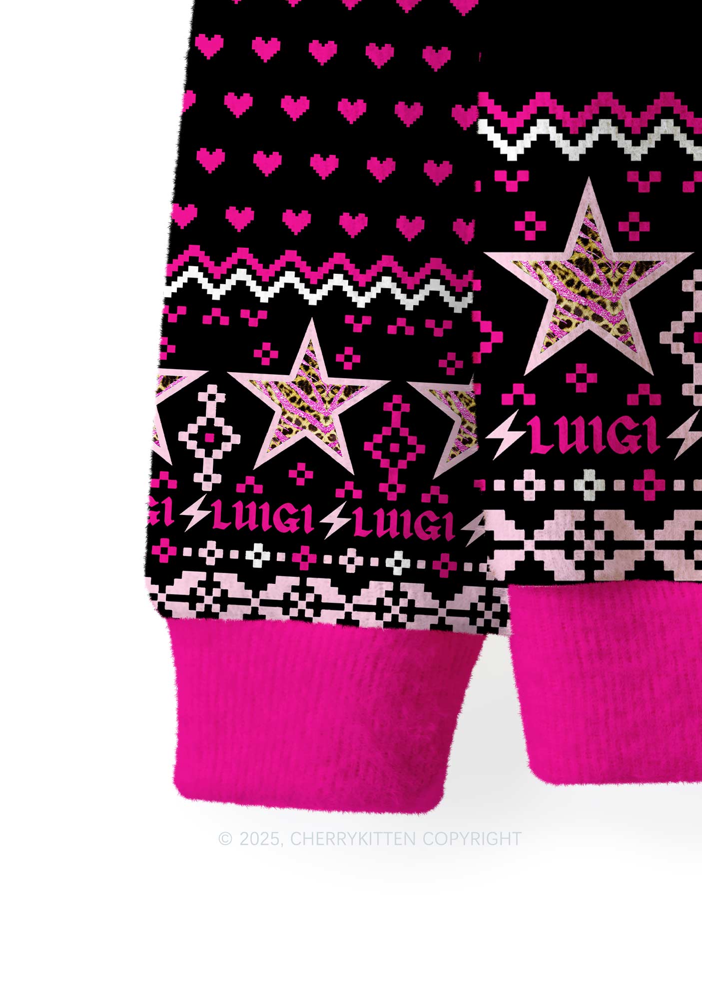 Daddy I Love Him Luigi Y2K Christmas Knit Sweatshirt Cherrykitten