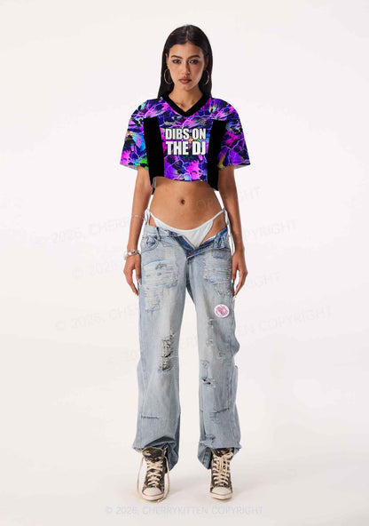 Dibs On The DJ Lightning Y2K Crop Sport Jersey Shirts Cherrykitten