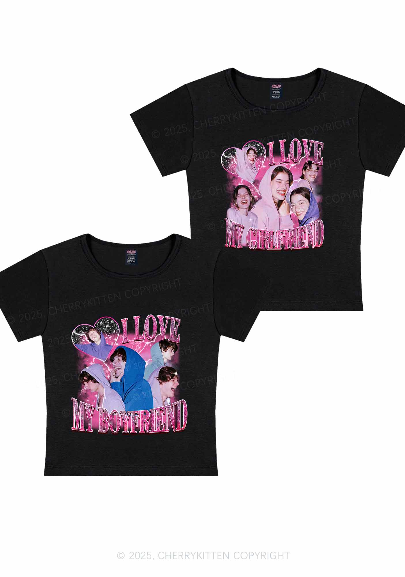 Custom Photos I Love GF BF Y2K Valentine's Day Baby Tee Cherrykitten