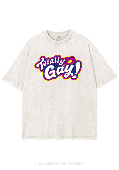 Totally Gay Pride Y2K Shirts Washed Tee Cherrykitten