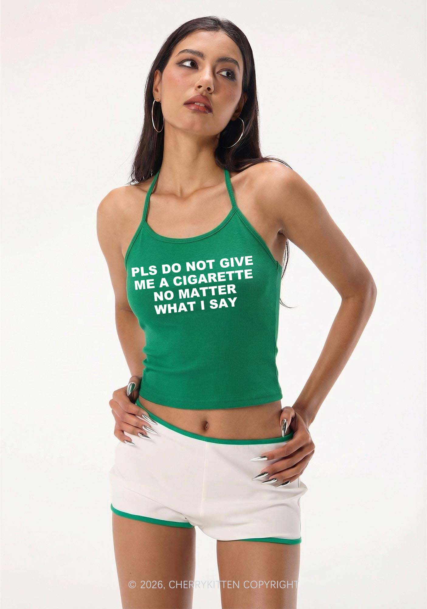 Dont Give Me Cigarette Y2K Halter Neck Cami Cherrykitten