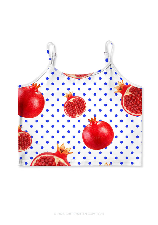 Red Pomegranate Y2K Print Cami Crop Top Cherrykitten