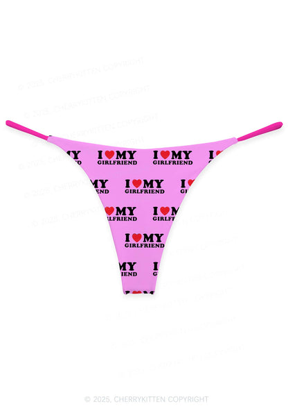 I Love My Girlfriend Valentine's Day Y2K Print Couples Thong Set Cherrykitten