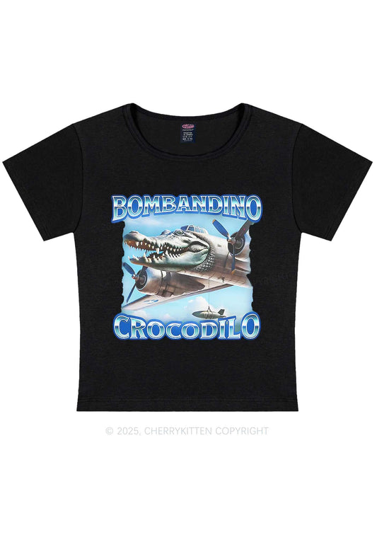 Bombandino Crocodilo Italian Brainrot Shirt Y2K Baby Tee Cherrykitten