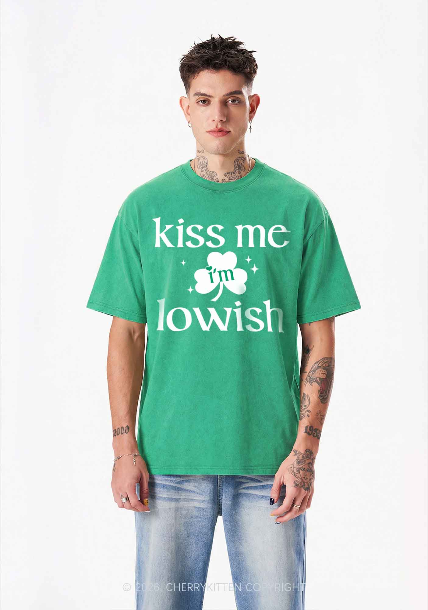 Kiss Me Im Iowish St Patricks Y2K Shirts Washed Tee Cherrykitten