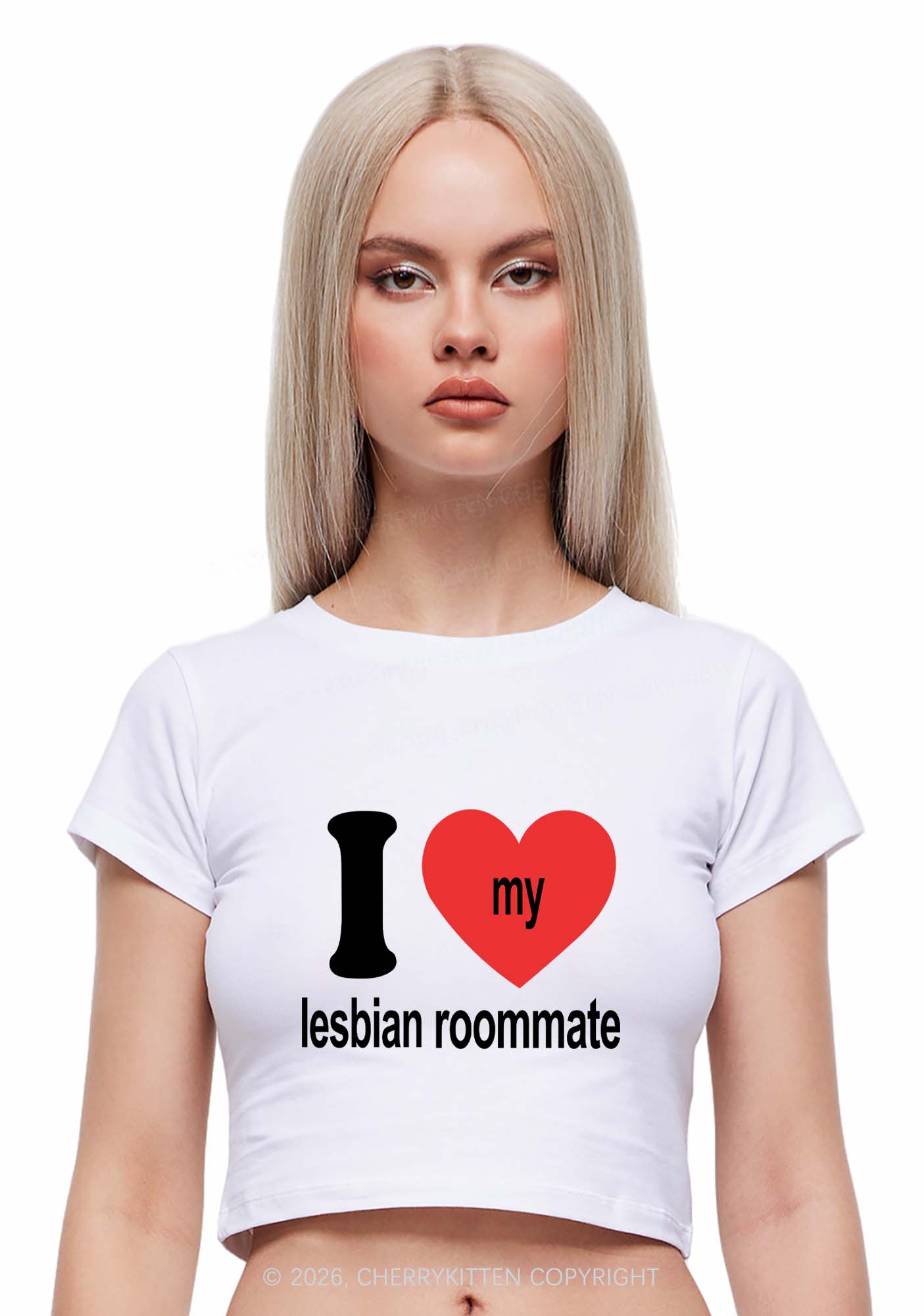 I Love My Lesbian Roommate Pride Y2K Baby Tee Cherrykitten