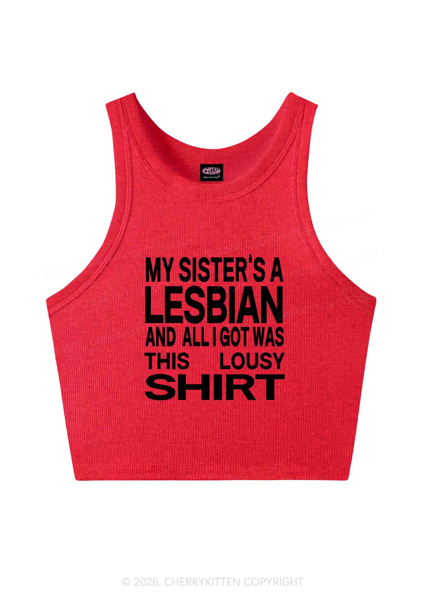 My Sisters A Lesbian Pride Y2K Crop Tank Top Cherrykitten