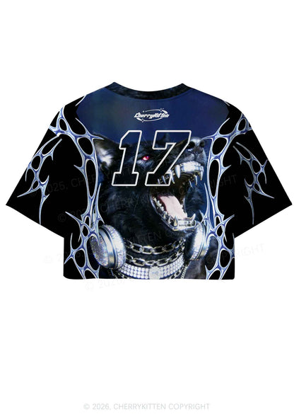 Black Wolf DJ Y2K Crop Sport Jersey Shirts Cherrykitten