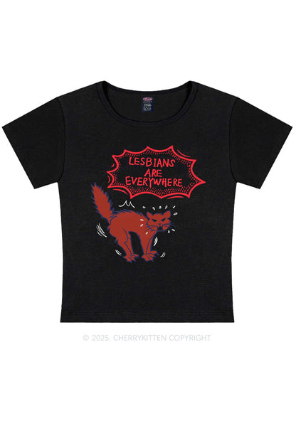 Lesbians Are Everywhere Y2K Baby Tee Cherrykitten