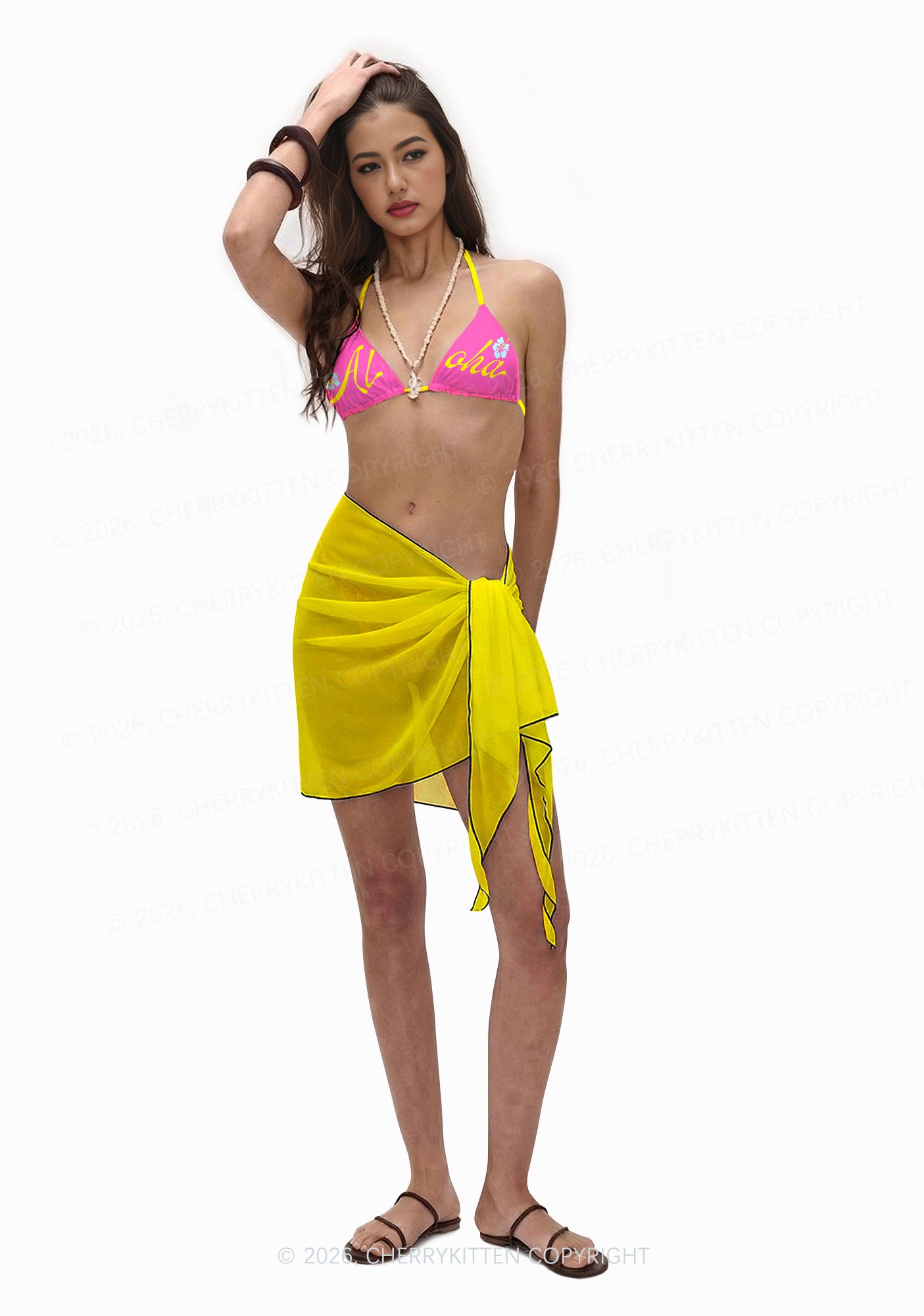 Aloha Hibiscus Y2K Print Bikini Set Cherrykitten