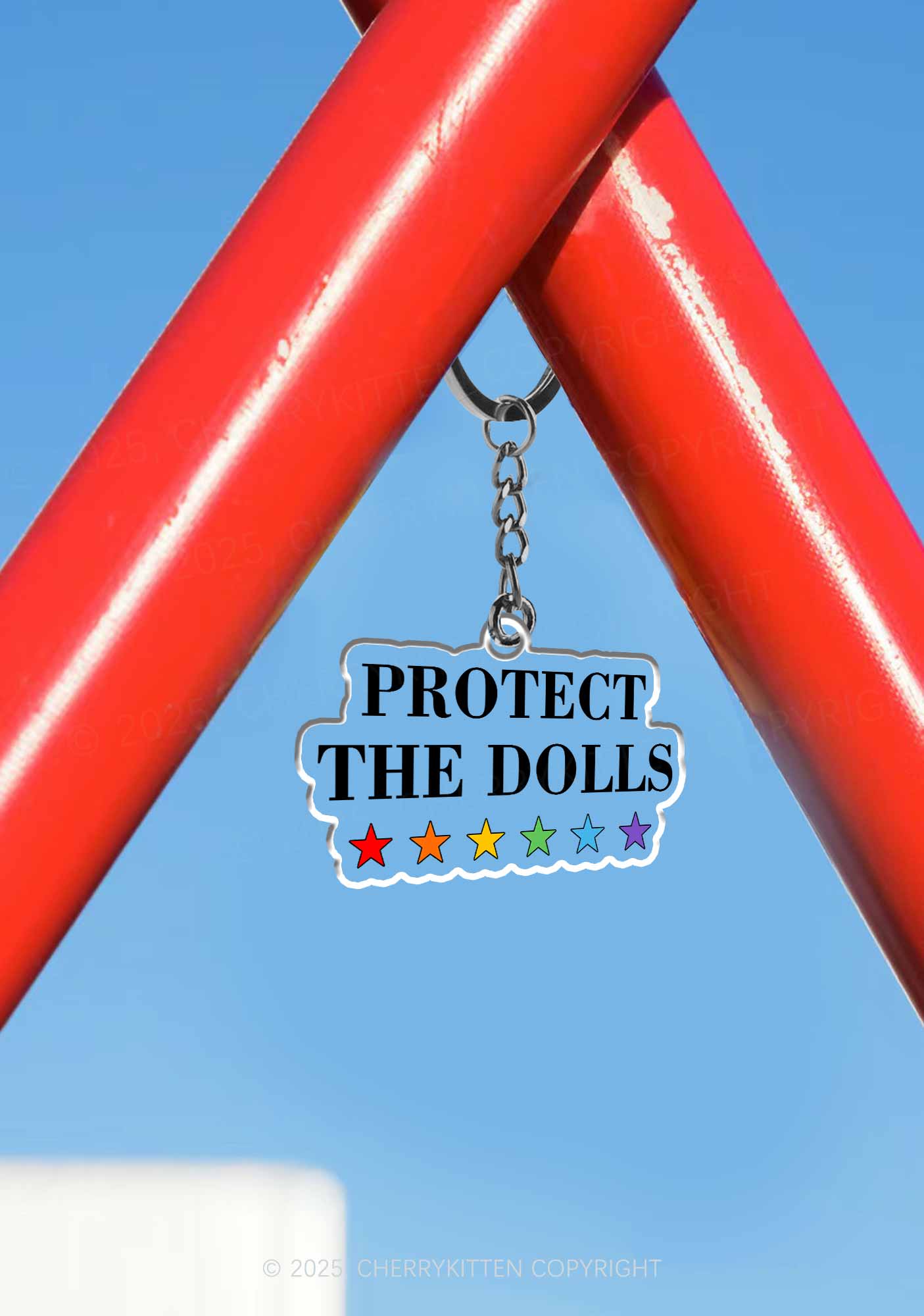Protect The Dolls Pride 1Pc Y2K Keychain Cherrykitten